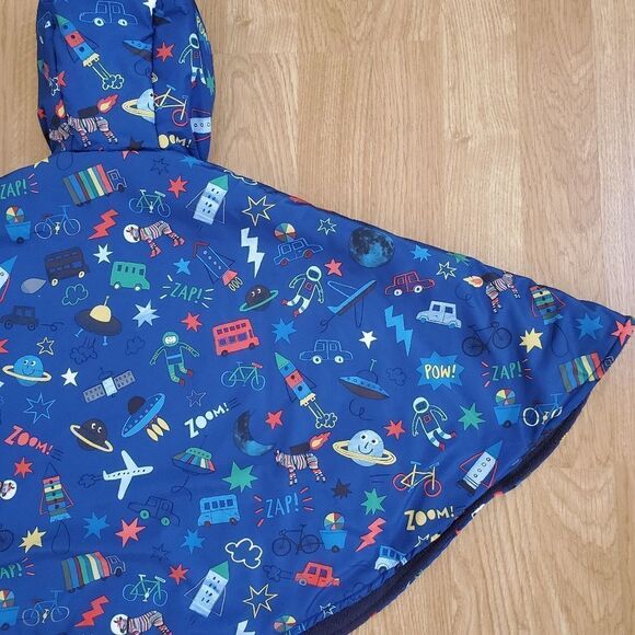 Paul Smith: Fleece Lined Hooded Cape Jacket - size 2 in Blue - Picture 7 of 16